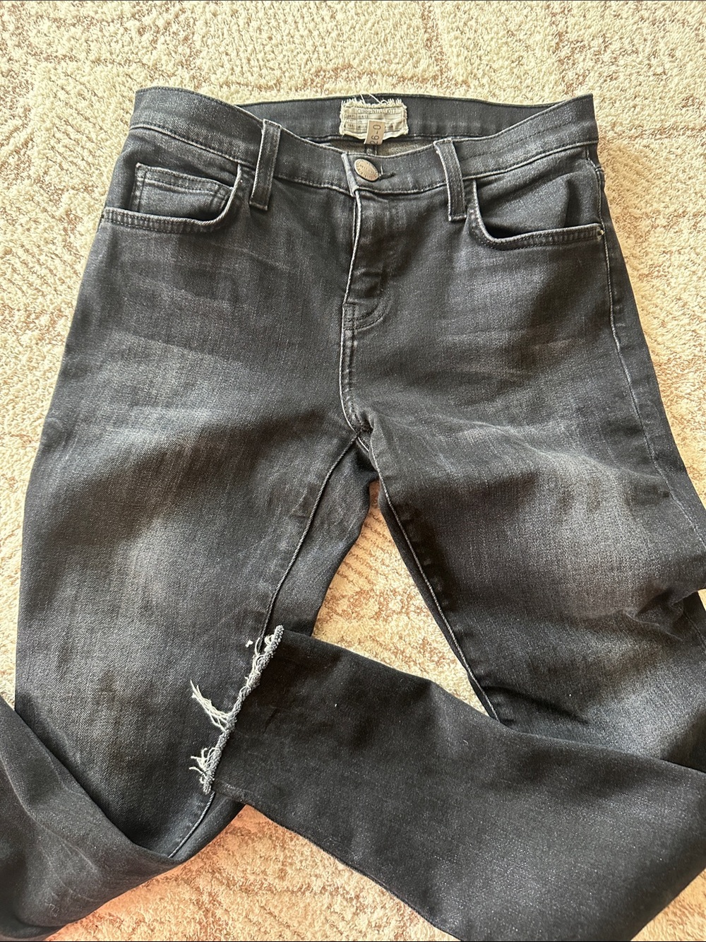 Current/Elliott Black Wash Skinny Jeans 26 Quiet Luxury Designer Denim
